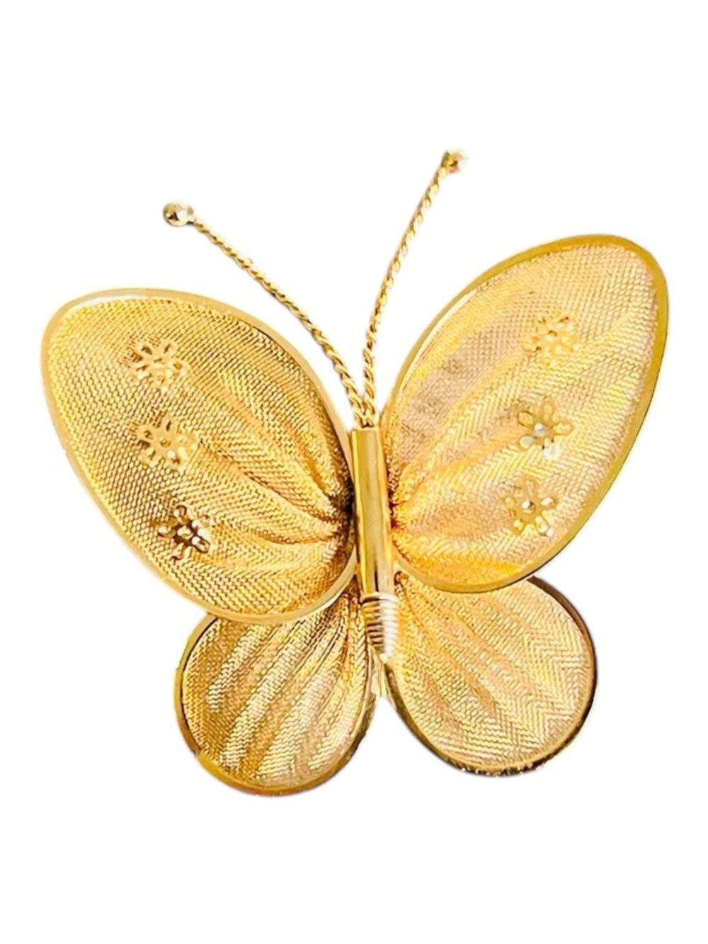 Vintage Criterion Butterfly Brooch – Gold Tone Mesh